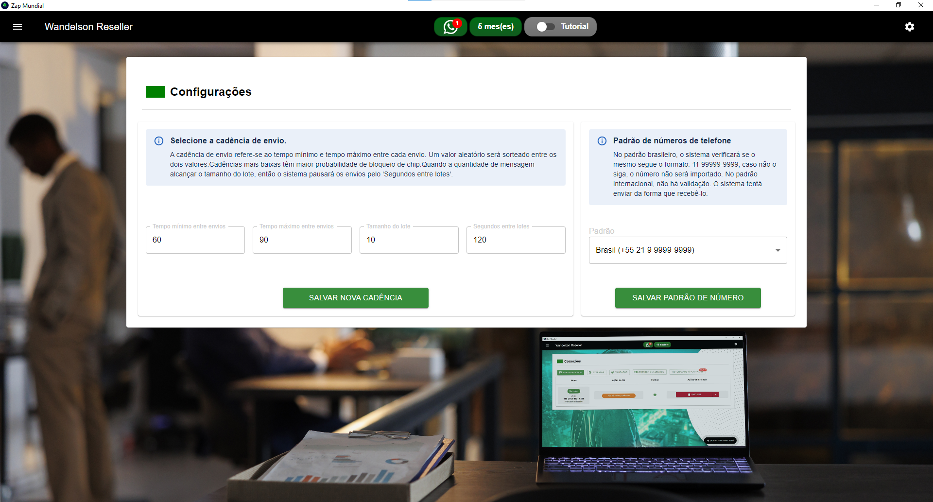 Interface do Zap Mundial